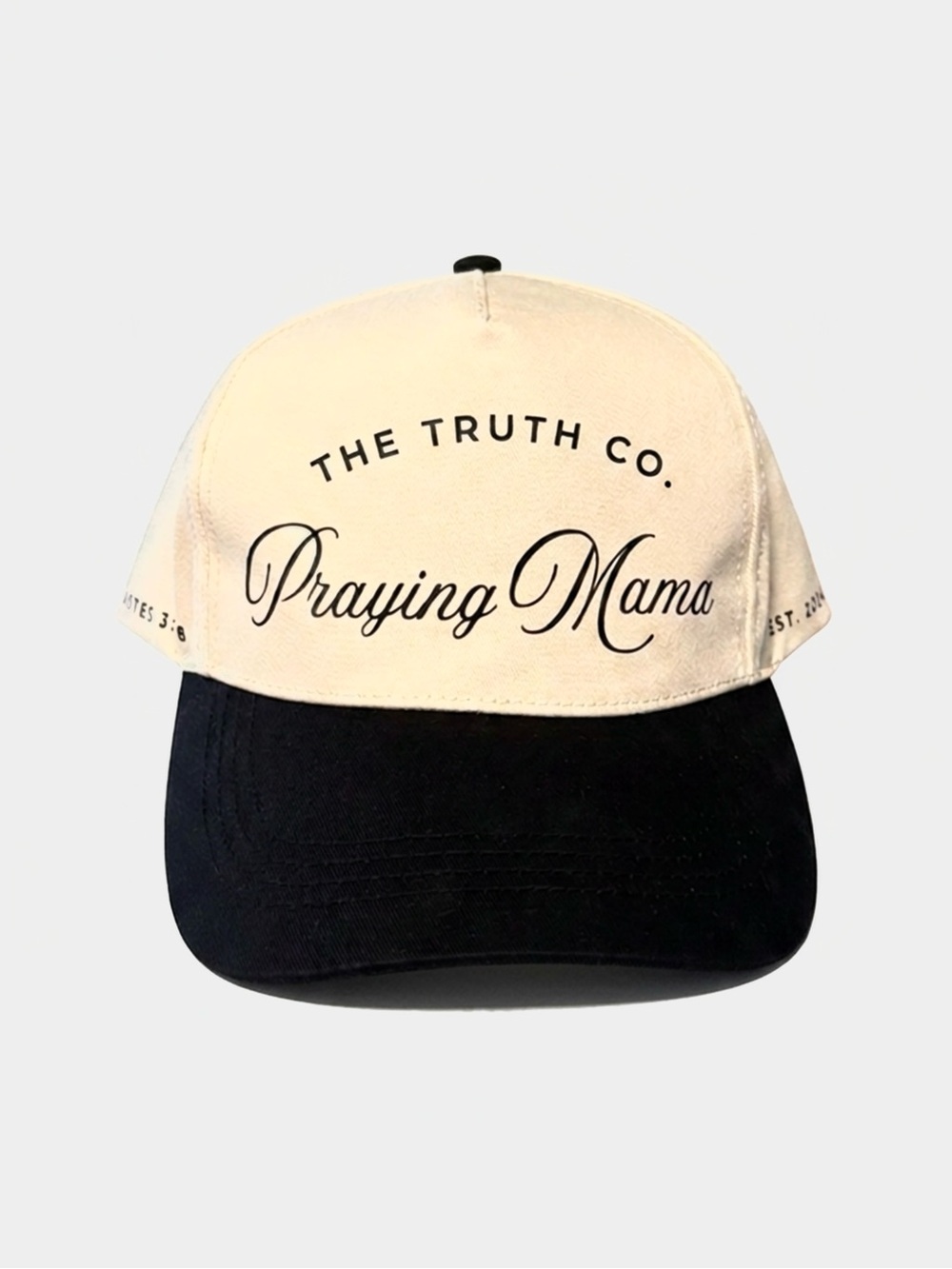 "Praying Mama" Two-Tone Baseball Cap - Cream & Black